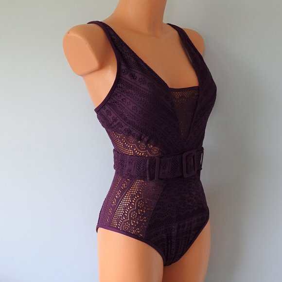 Becca One Piece Color Play Belted Swimsuit NWT - Picture 2 of 4